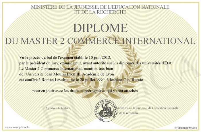 diplome universitaire commerce international